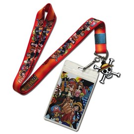 One Piece Luffy and Crews Group Lanyard with Badge ID Holder and PVC Charm
