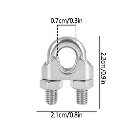 SHUNCHG 12 Pcs M4 Wire Rope Clip, 304 Stainless Steel Cable Clamps, U-Shaped Bolt Saddle Fastener with Lock Nuts for Rigging Ø 4mm Wire Ropes & Tension Cable in Industrial, Household, and Other Field