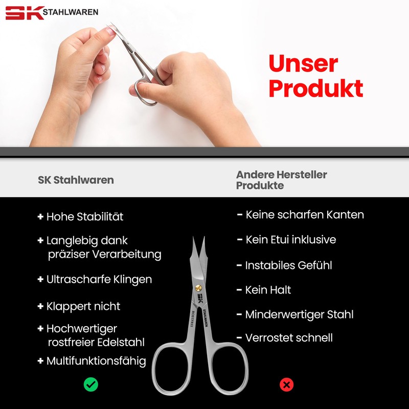 SK STAHLWAREN Premium Combination Scissors for Cutting Nails and Skin