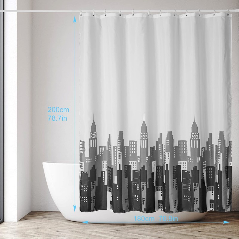 DUFU Waterproof Shower Curtain, Washable, Quick-Drying Textile Fabric, Polyester Bath