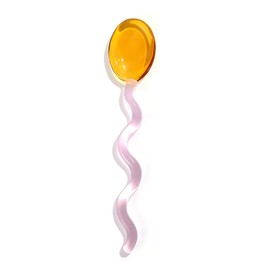 Turbokey Glass Spoons for Coffee Teaspoons 5.5 inch Glass Stirring Spoon Rod Heat Resistant Coffee Stirrers Ice Tea Spoon Glass Mixing Spoon for Tea SugarHome Bar Party (Pink Brown)