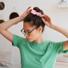 Embellished Sparkly Pink Crystal Scrunchie Hair Tie 2 Pack Pink