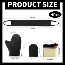 3 in 1 Self Tanning Mitt Set with Tanning Brush for Face and Body,Reusable Double Sided Velvet Back Applicator,Machine Washable Black Tan Mitt Glove for All Over Smooth Application Streak Free Tan