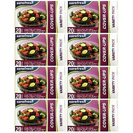 SureFresh Cover-Ups Food Covers, Elastic Stretch-to-Cover Variety Packs, Box of 20 (Pack of 8)