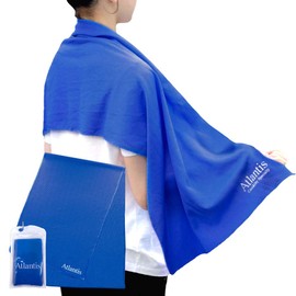 Atlantis Cooling Towel, Quick Drying Towel, Super Absorbent, Lightweight, Quick Drying, Heatstroke Protection, 51.2 x 19.7 inches (130 x 50 cm) (Blue)