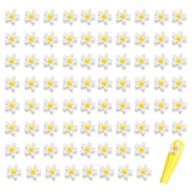 100Pcs Flatback Resin Flowers Embellishments 5 Petals Flower Charms Resin Ornaments Flower Craft Beads for Jewellery Card Making Scrapbooking Nail Art Scrapbooking DIY Decoration, White