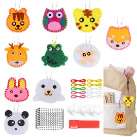 Tikplus Children's Sewing Kit, DIY Sewing Kit, Children's Animal Shapes, Felt Animals, Sewing Fun with Key Ring, Animal Shapes Felt Craft Set, Animal Sewing Craft Set, with Filled Cotton Wool, for DIY
