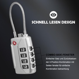 Diyife TSA Luggage Locks, [Upgraded] Pack of 2 4-Digit Security Lock Combination Locks Code Lock for Travel Suitcase, Backpack, Luggage Bag, Sports Bags - Silver