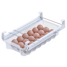 TidyFriend Refrigerator Egg Drawer 14"x7.5"x3.95" – Snap-On Egg Holder with Pull-Out Drawer, Holds 18 Eggs, Fits Flat Fridge Shelves 14.1–16.3 in Long and 0.93–1.32 in Thick