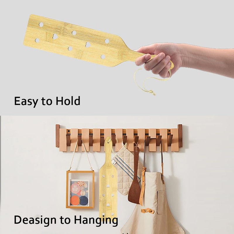 Aohcae Bamboo Wood Paddle Lightweight Wooden Paddle with Airflow Holes,