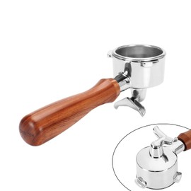 DIBTSA 54mm Portafilter Compatible with Breville RM-BES870XL, BES878BSS, BES840XL, BES840CBXL, BES840BSXL, BES810BSS, Double Spouts 3 Ears, Stainless Steel Head and Filter Basket and Wood Handle