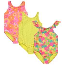 BTween - Traje de baño de una pieza para niñas, colores y patrones únicos, tallas 4-16 para niños y niños pequeños, Pinea, 5