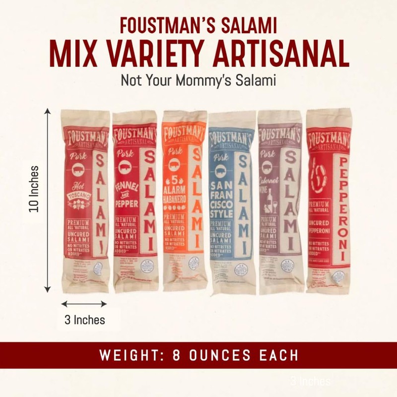 Foustman's Salami Mix Variety Artisanal, Includes Nitrate-Free, Naturally Cured, Gluten-Free,