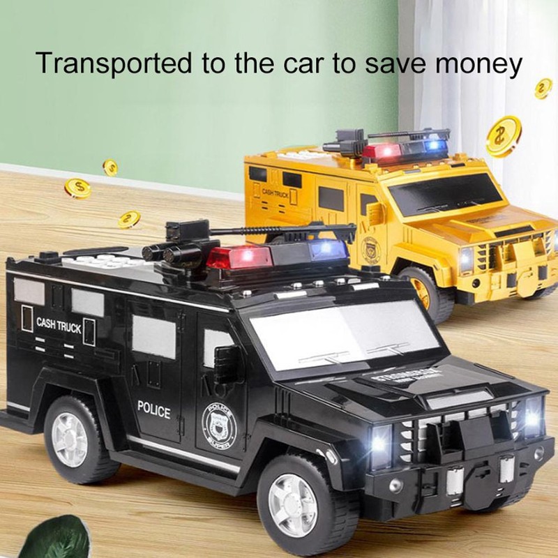 Kids Piggy Bank Music Light Simulating Armored Car Coin Bank