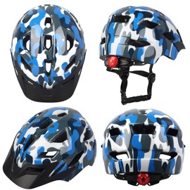 Kids Bike Helmet,Bavilk Kids Boys Girls Bike Helmets with LED Light Detachable Visor Children Youth Teen Multi-Sport for Skating Cycling Scooter Skateboard Adjustable & Lightweight 19.7"-22.4"
