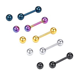 Cool Small Stud Earrings 5 Pairs Bulk Stainless Steel Tiny Round Bead Dot Earrings, Men Women Punk Jewelry Sets