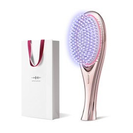 "Hiruobi" Wavewave Ems Hair Brush, Ion Care, Red LED, Smooth Hair, Cushion Brush, Comb, Birthday, Women, Wife, Girlfriend, Present (Gift (Pink Gold))