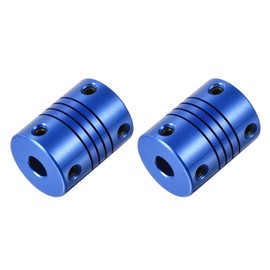 QUARKZMAN Pack of 2 6 mm to 6 mm Aluminium Alloy Shaft Coupling L25 x D19 Flexible Coupler with Screws for Encoders and Motors, Blue