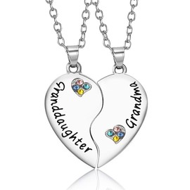 Happy Birthday Christmas Gifts for Granddaughter Necklaces from Grandma I Love You Gifts for Grandmother Granddaughter Matching Necklaces for Grandma and Granddaughter Heart Necklace for 2 PCS