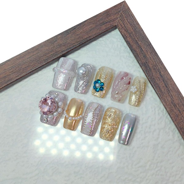 Medium Square Press on Nails Cat Eye Handmade False Nails