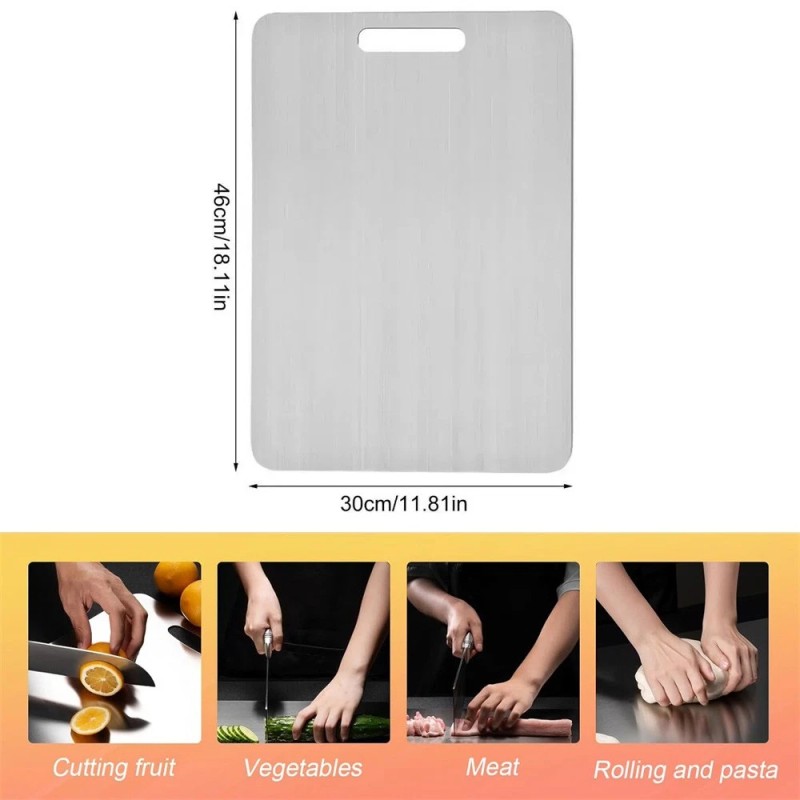 zd-usmarket Titanium Cutting Board 100% Stainless Double-Sided 12x18" in for