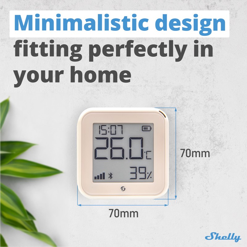 Shelly H&T Gen3 Mocha | Wi-Fi and Bluetooth Smart Temperature