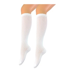 BF Souvenirs Elegant Long Women's Costume Knee Stockings Dirndl Stockings Traditional Stockings Crochet Look White - Hand-Linked Lace - Wedding Oktoberfest Traditional Party Folk Festival Traditional