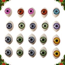 100pcs Doll Eyeball Plastic Scary Eyes Oval Flat Eyeball for DIY Animal Stuffed Toys Sewing Craft Puppet Bear Doll Making 12x16MM Mixed Color
