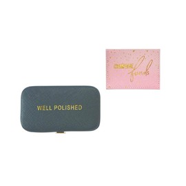 Mud Pie Womens Pink Faux Leather Purse Manicure Kit and Credit Card Holder Pouch