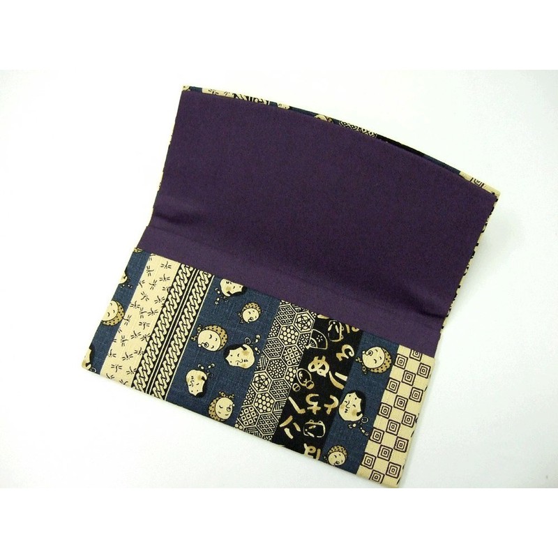 Jidai Komon Bill Wallet, 2 Tiers, Japanese Pattern, Okame Hyottoko