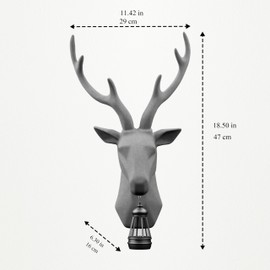 Zotabe Deer Head Wall Mount with Solar Light, Waterproof Resin Material, Animal Sculptures Home Decor for Living Room Doorway Garden Gallery Studio Easy Assembly, Unique Gift Idea (Grey-1)