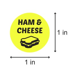 600 Ham and Cheese Stickers, 1" Round Ham & Cheese Food Labels Menu Meal Choice Sticker Deli Pantry Catering Food Truck Grocery Store Meat Package Food Labeling, Yellow - 2 Rolls of 300 Labels