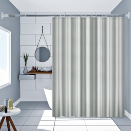 AMDXD Shower Curtain 180 x 200 cm Grey Waterproof Polyester Waffle Bath Curtain Washable Quick Drying with 12 Shower Curtain Rings