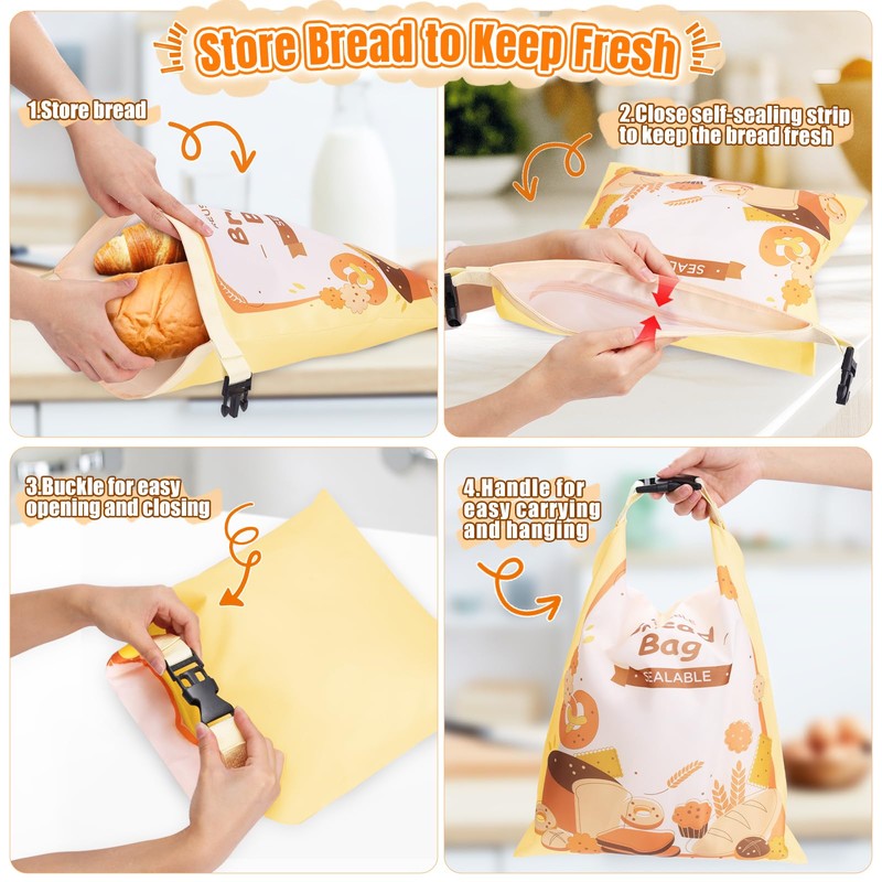 OUTXE 2 Pack Bread Bag - Fully Sealable Reusable Sourdough