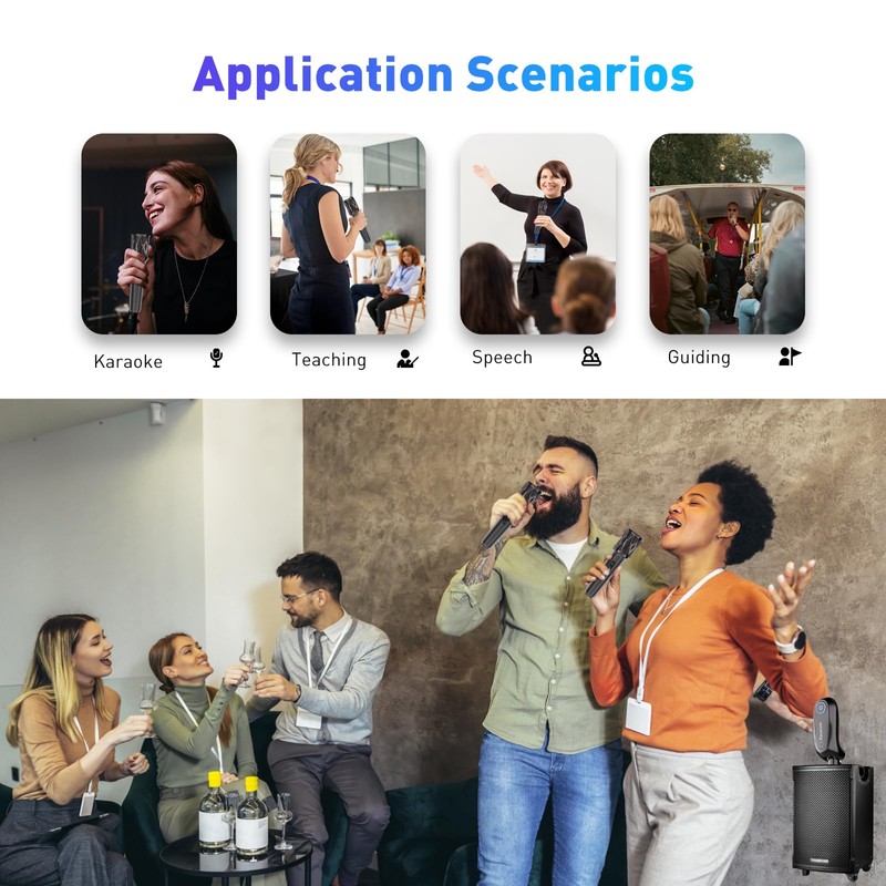 ZOWEETEK Wireless Microphones for Singing,Dual Handheld Dynamic Mic with Rechargeable