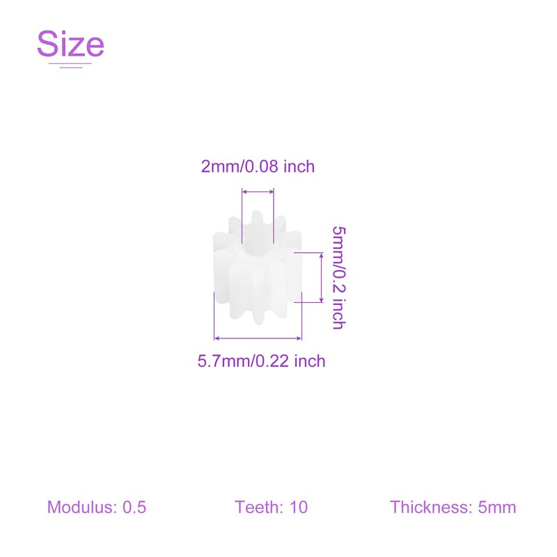 DMiotech 10 Pcs 10 Teeth Plastic Gear Model Reducer Plow