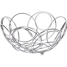 mucHome Iron Fruit Basket, Decorative Metal Basket for Kitchen, Fruit Bowl, Kitchen Bowl, Decorative Bowl (Fruit Bowl, Silver, Diameter 26.5 cm, Height 13 cm)