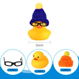 Chivao 12 Pcs Mini Rubber Ducks with Sunglasses/ Glasses and Hats/ Necklace, Cruise Rubber Ducks in Bulk Valentine Gift Small Bathtub Toy for Hiding Party Favor(Funny Style,Yellow)