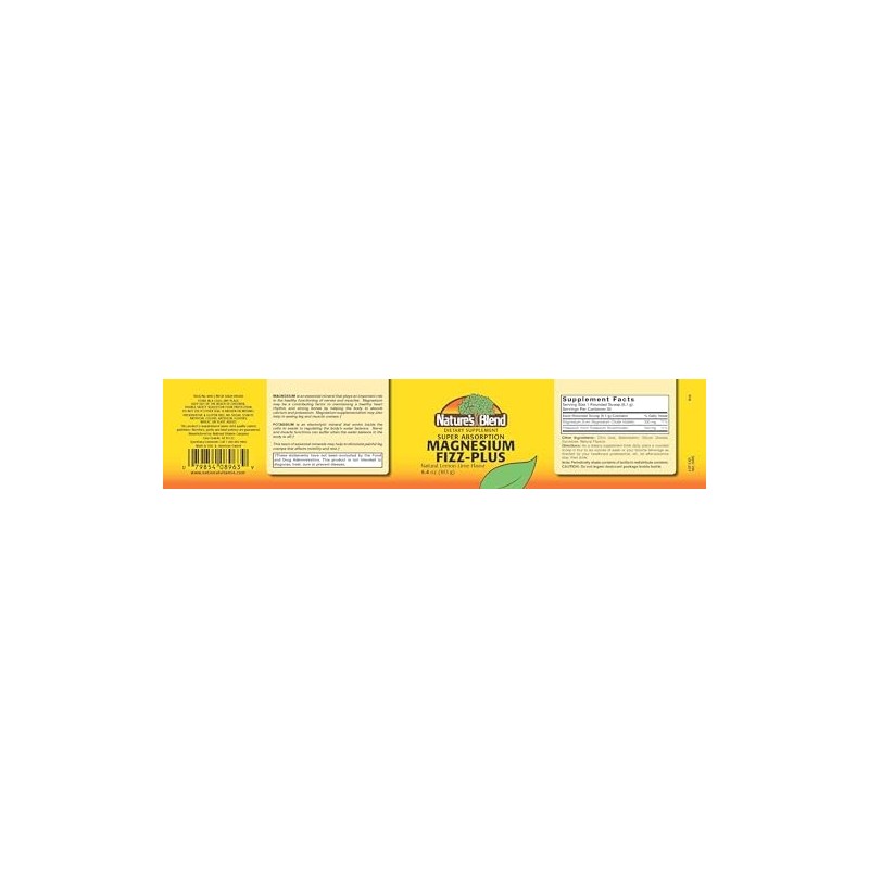 Nature's Blend Magnesium Fizz-Plus sabor limón y lima 6.4 oz