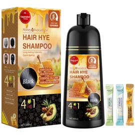 ZENITHGLO Black Hair Dye Shampoo 3 in 1 for Women & Men 100% Gray Hair Coverage - Herbal Ingredients Natural Plant Hair Color - Hair Dye in Minutes 17.6 Fl Oz