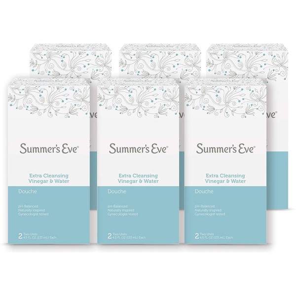 Summer's Eve Douche | Extra Cleansing Vinegar & Water | 2-4.5 Fluid Ounces Each | Pack of 6 | pH Balanced & Gynecologist Tested