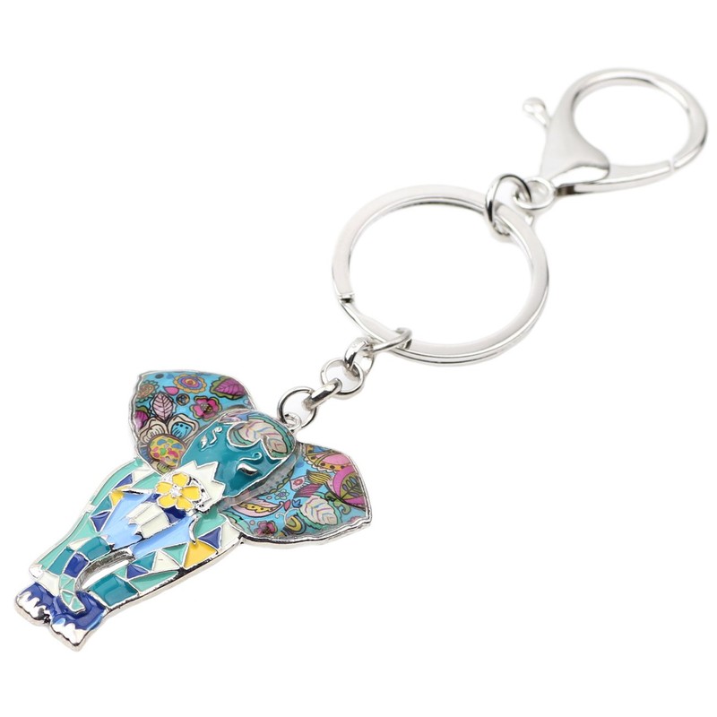 WEVENI エナメル合金 アニメ 象 キーチェーン キーリング チャーム ジュエリー レディース ガールズ