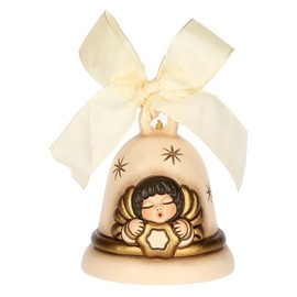 THUN, Ceramic Bell with Angel Christmas Magic Collection Limited Edition 2024 Collectable Gift Idea for Christmas, 7.1 x 7.1 x 7.8 cm, Champagne