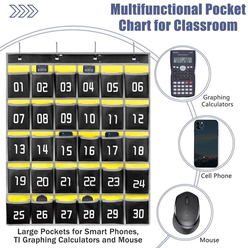 Loghot Classroom Accessories Closet Pocket Chart for Cell Phones Holder
