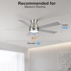 POCHFAN 52 Inch Brushed Nickel Ceiling Fans with Lights and
