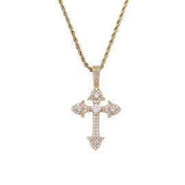 PAENENPH 14K Gold Moissanite Cross Pendant Necklace,Delicate Moissanite Cross Chain Necklace for Women,Fashion Necklace Gift for Her (Yellow Gold, 14K Gold)