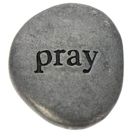 Pray Faith Pewter Pocket Soothing Stone, Christian Pebble Reminder