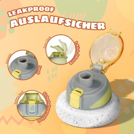Fjbottle Kinder Trinkflasche Edelstahl 400ML - 1-Klick-Öffnung, BPA-Frei Auslaufsichere Thermo flasche, Kohlensäure geeignet Thermoskanne Jungen/Mädchen für Kindergarten, Schule, Reise