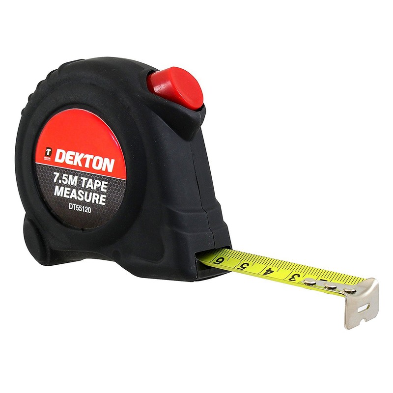 DEKTON DT55120 Tape Measure, Black/Red, 7.5 m