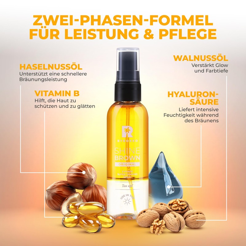 Shine Brown Tanning Oil in 2 Phases with Hyaluronic Acid,